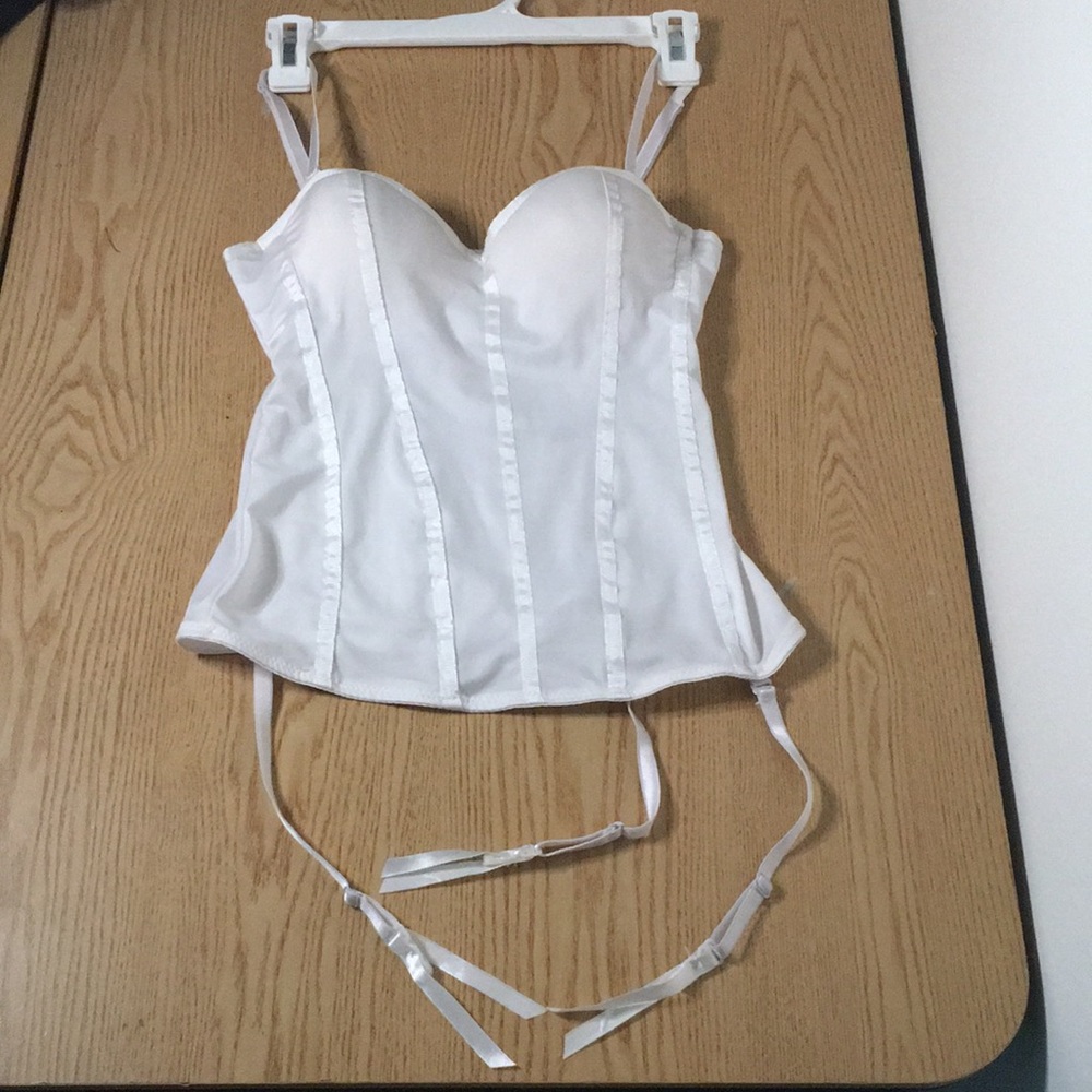 Body Rage Intimates Bustier Garters Underwired Padded White Size Medium